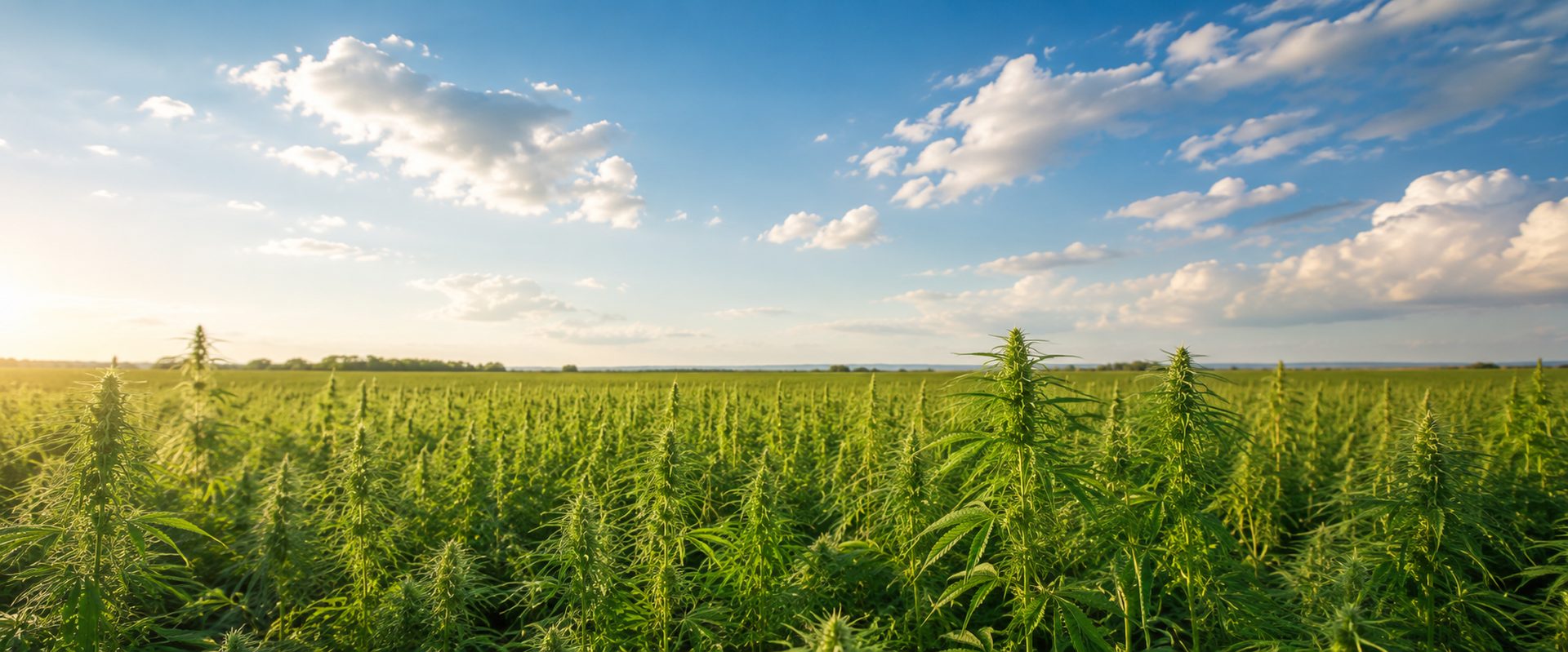 Hemp field at golden hour