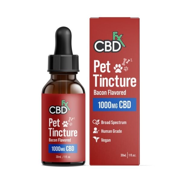 CBDfx, CBD Oil For Pets – Large Breeds, Broad Spectrum THC-Free, Bacon Flavor, 1fl oz, 1000mg CBD