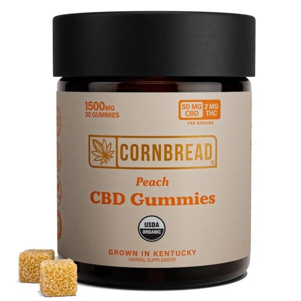 Cornbread Hemp, CBD Gummies, Peach, Full Spectrum, 30ct, 60mg THC + 1500mg CBD