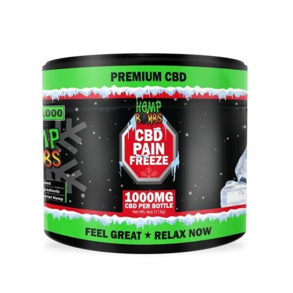 Hemp Bombs, High Potency CBD Pain Freeze Rub, Isolate THC-Free, 4oz, 1000mg CBD