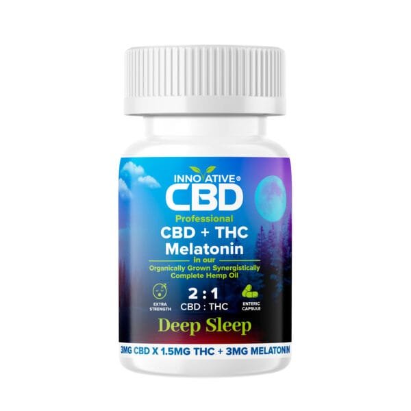 Innovative CBD, Professional Deep Sleep CBD+THC Melatonin Capsules, Full Spectrum, 30ct, 45mg THC + 90mg CBD