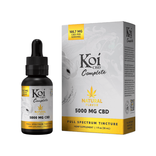 Koi CBD, Complete Full Spectrum CBD Tincture, Natural Hemp Flavor, 1fl oz, 5000mg CBD