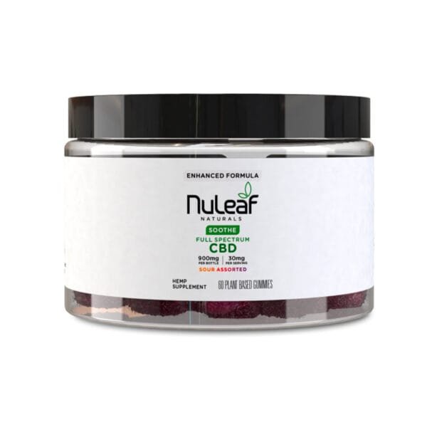 NuLeaf Naturals, Hemp CBD Gummies, Sour Assorted, Full Spectrum, 60ct, 900mg CBD