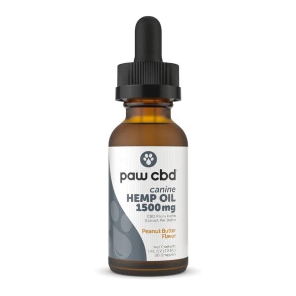 Paw CBD, Pet CBD Oil Tincture for Dogs, Peanut Butter, Broad Spectrum THC-Free, 1fl oz, 1500mg CBD