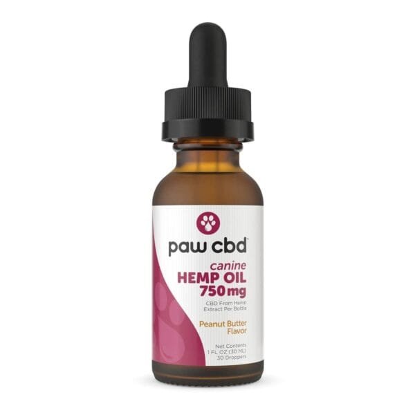 Paw CBD, Pet CBD Oil Tincture for Dogs, Peanut Butter, Broad Spectrum THC-Free, 1fl oz, 750mg CBD