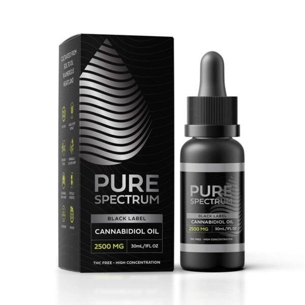 Pure Spectrum, Black Label Cannabidiol Oil, Natural Flavor, Broad Spectrum THC-Free, 1fl oz, 2500mg CBD