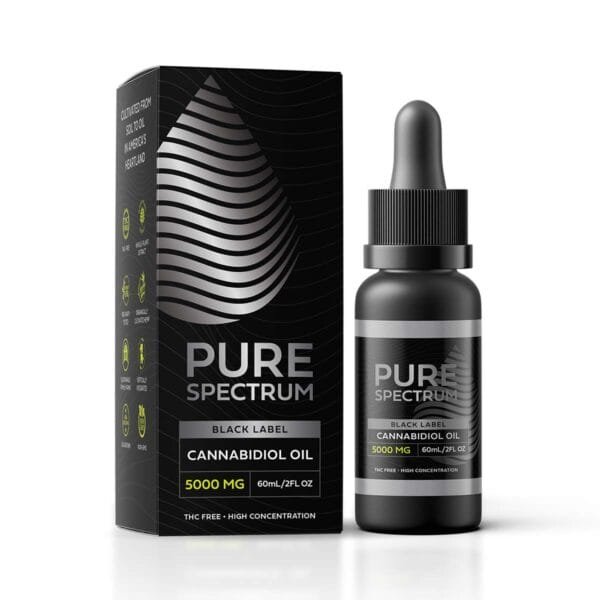 Pure Spectrum, Black Label Cannabidiol Oil, Natural Flavor, Broad Spectrum THC-Free, 2fl oz, 5000mg CBD