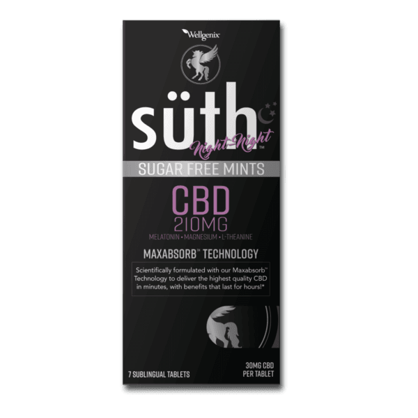 Suth, Night-Night CBD Sublingual Mints with Melatonin, Isolate THC-Free, 7ct, 210mg CBD