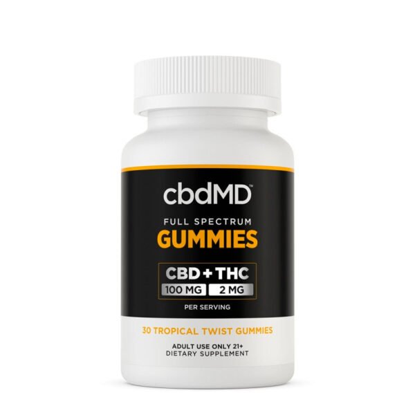 cbdMD, CBD Tropical Twist Gummies, Full Spectrum, 30ct, 3000mg CBD